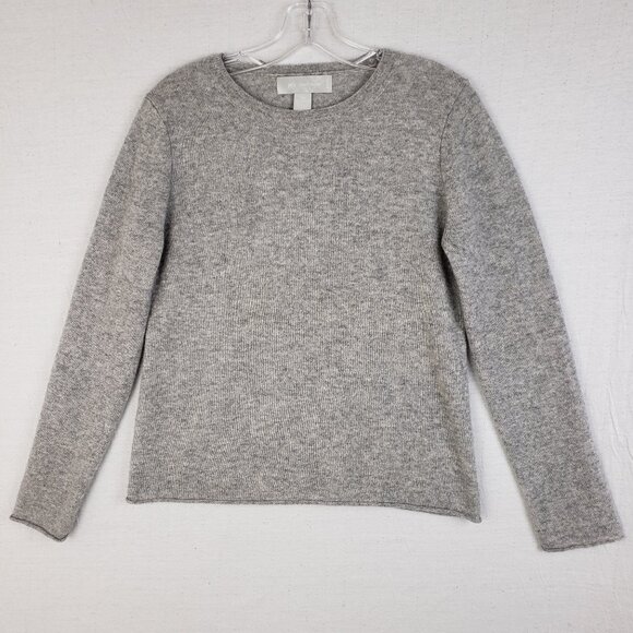 Ply Cashmere Sweater Pullover Grey Spacedye Crewneck Knit Minimalist size MP - Picture 1 of 8